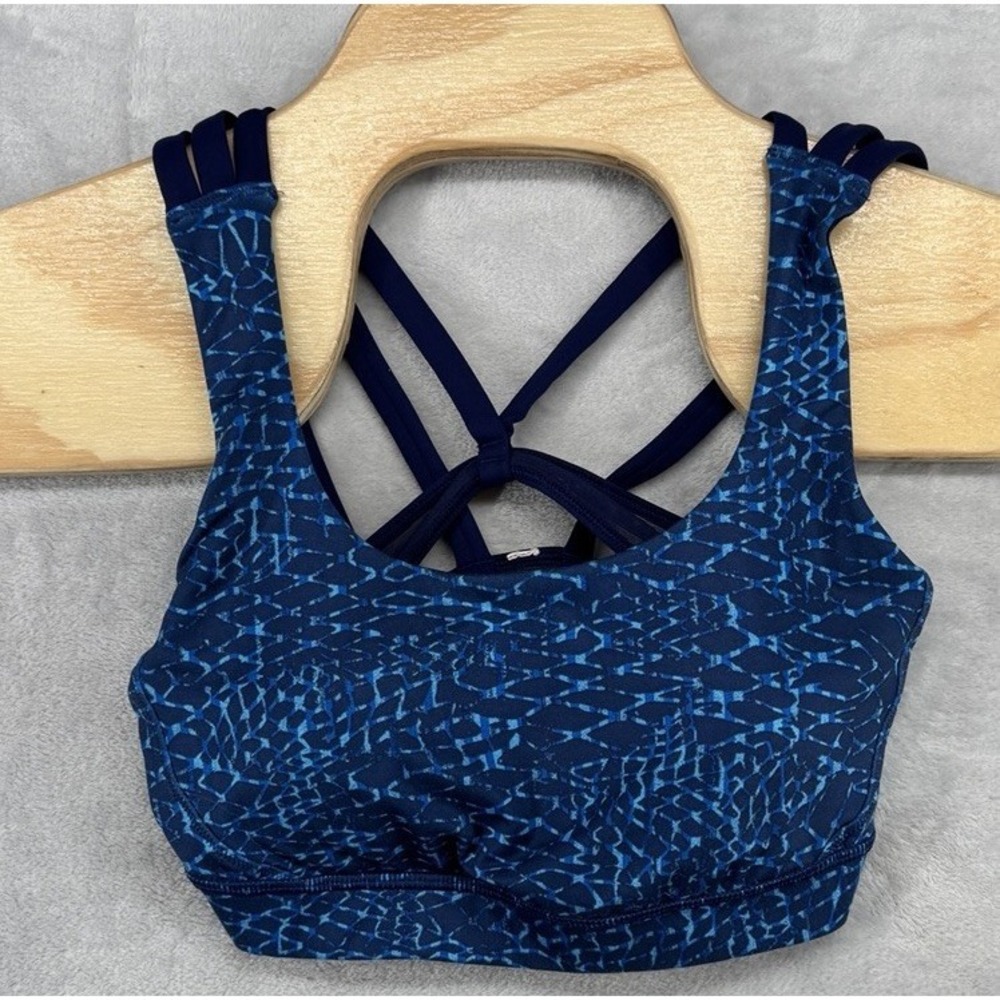 Lululemon Energy Bra Exhale Samba Snake Kayak Blue‎ Hero Blue Size 6